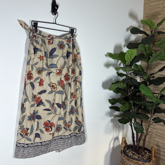 Talbots Cotton Floral Wrap Midi Skirt Size 8 Boho Cottagecore Coastal Chic - Picture 6 of 11